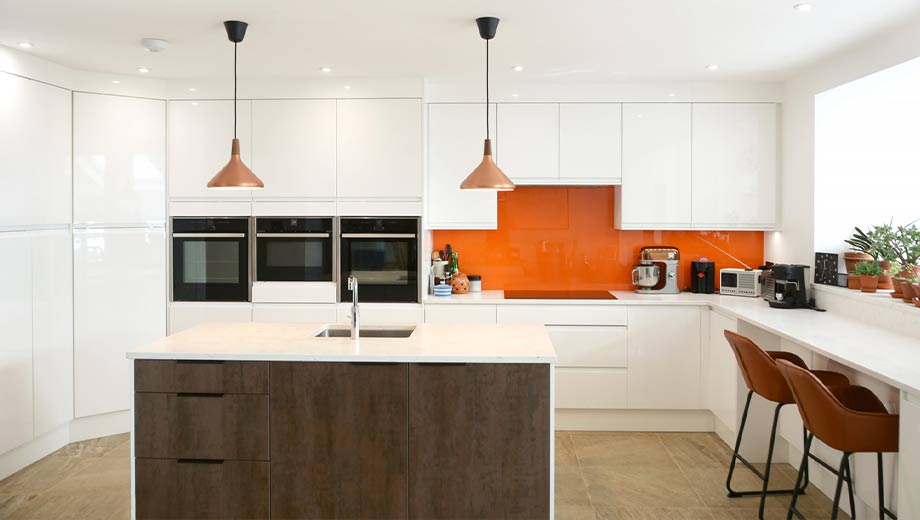 Modern kitchen remodel featuring kitchen island