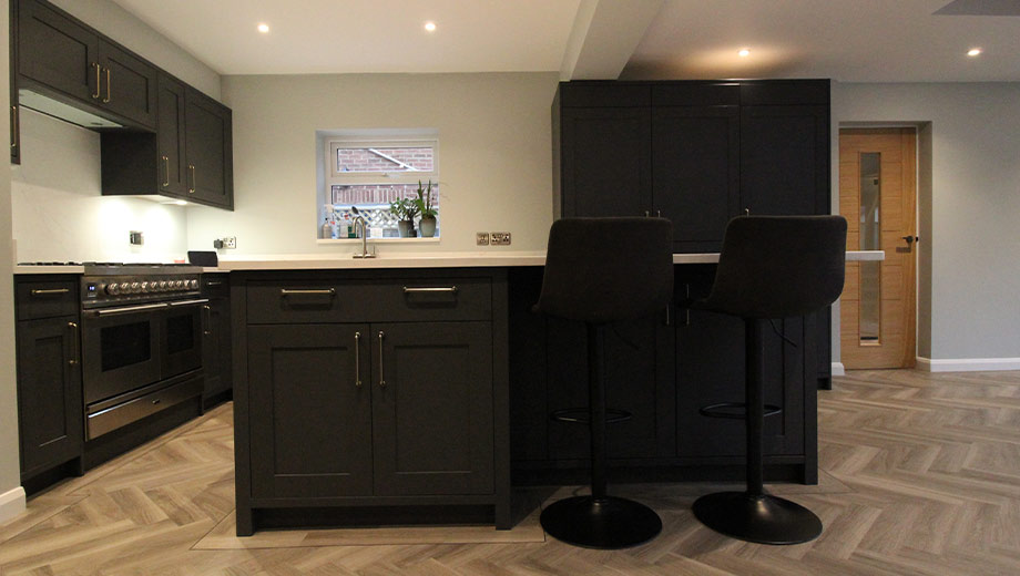 Dark shaker kitchen with island