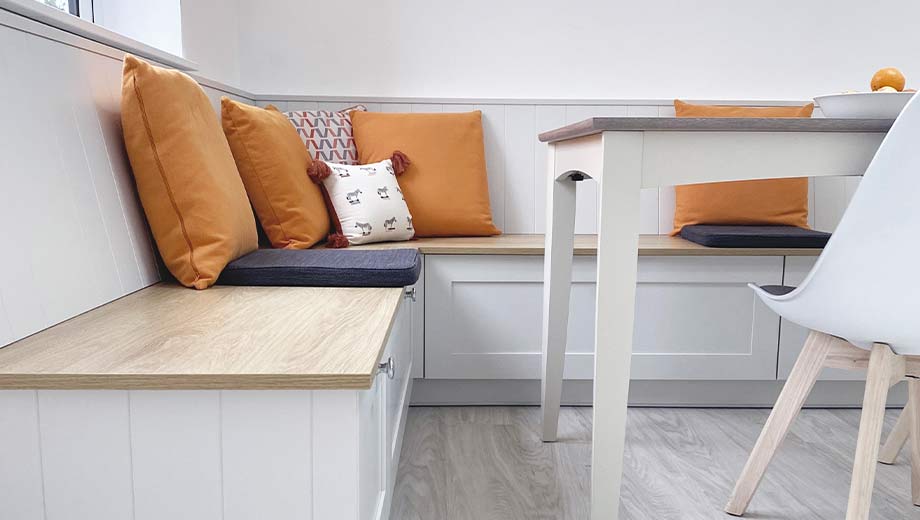 Kitchen dining area with integrated storage