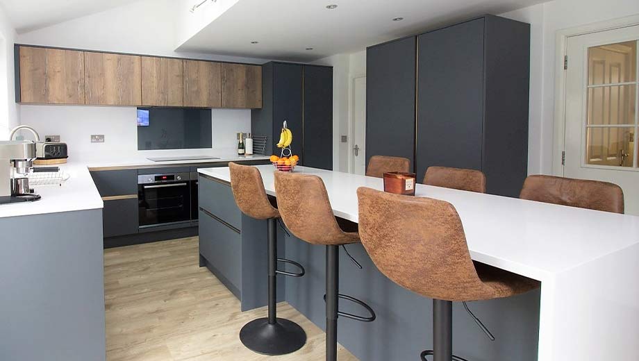 Kitchen island with dining space