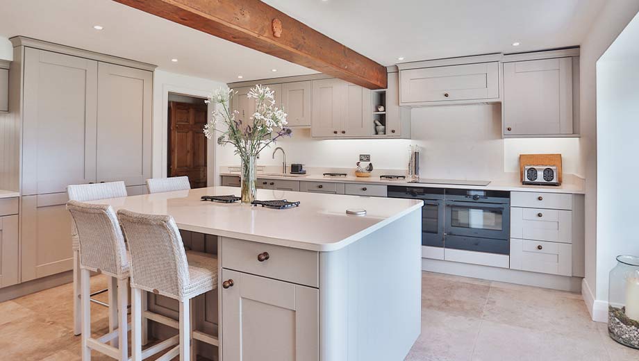 Grey shaker kitchen with kitchen island