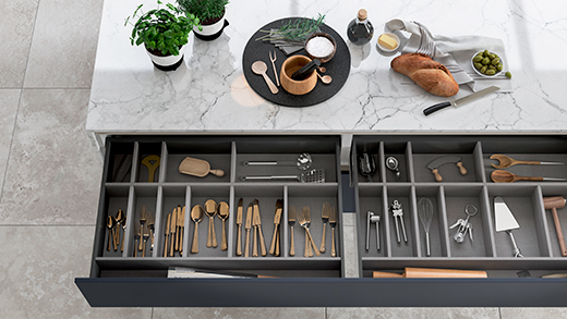 Kitchen island storage - wide drawers