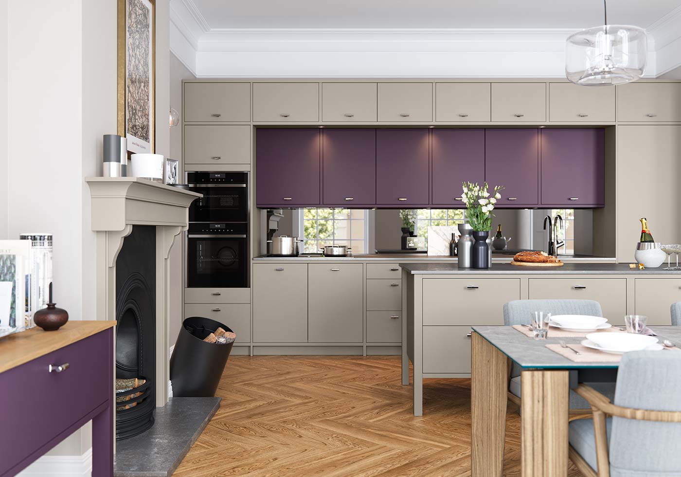 modern purple kitchen