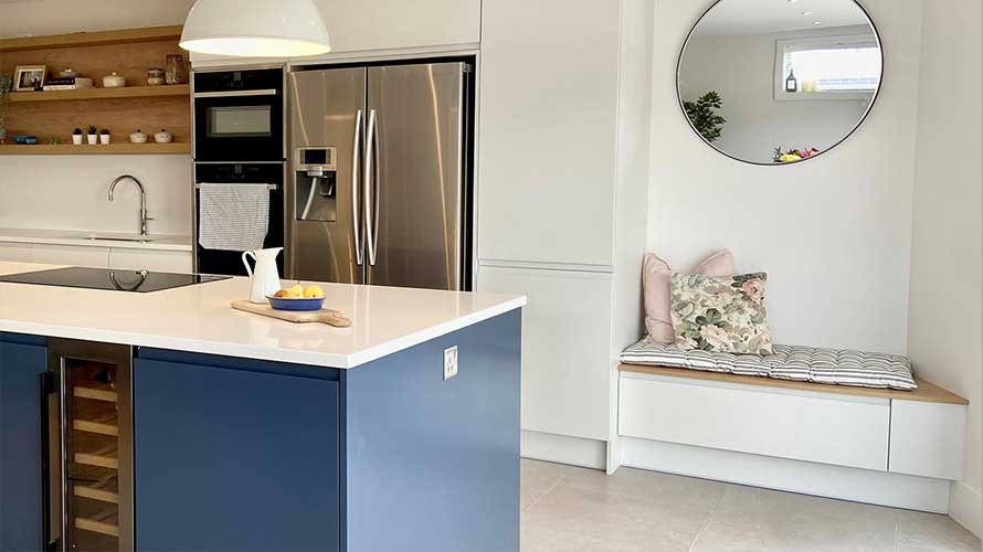 Bench seating in a modern kitchen