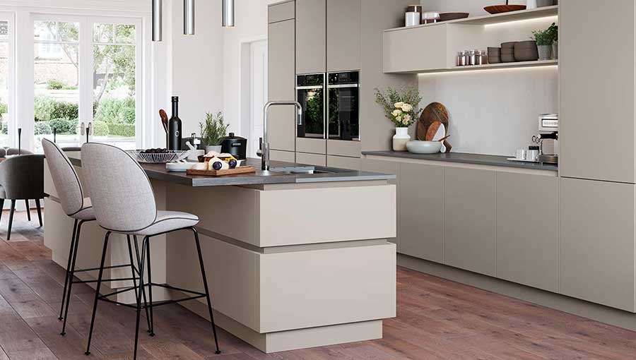 Modern warm grey kitchen