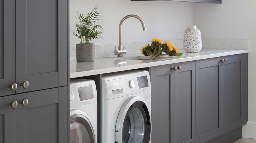 Utility room in an open plan kitchen