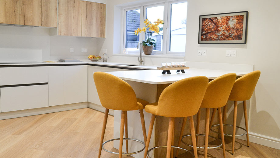 Kitchen peninsula in a modern kitchen