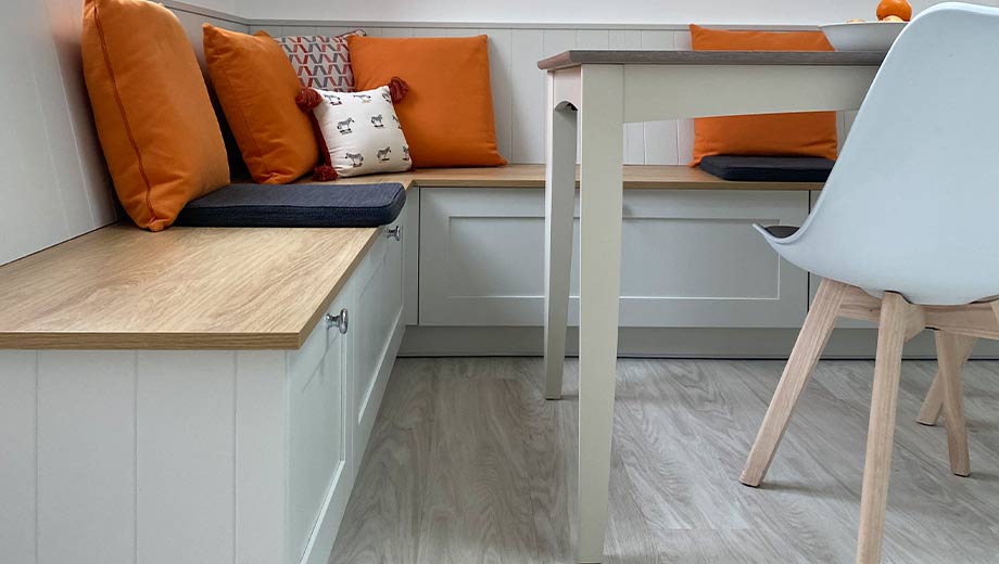 Space-saving kitchen seating with storage