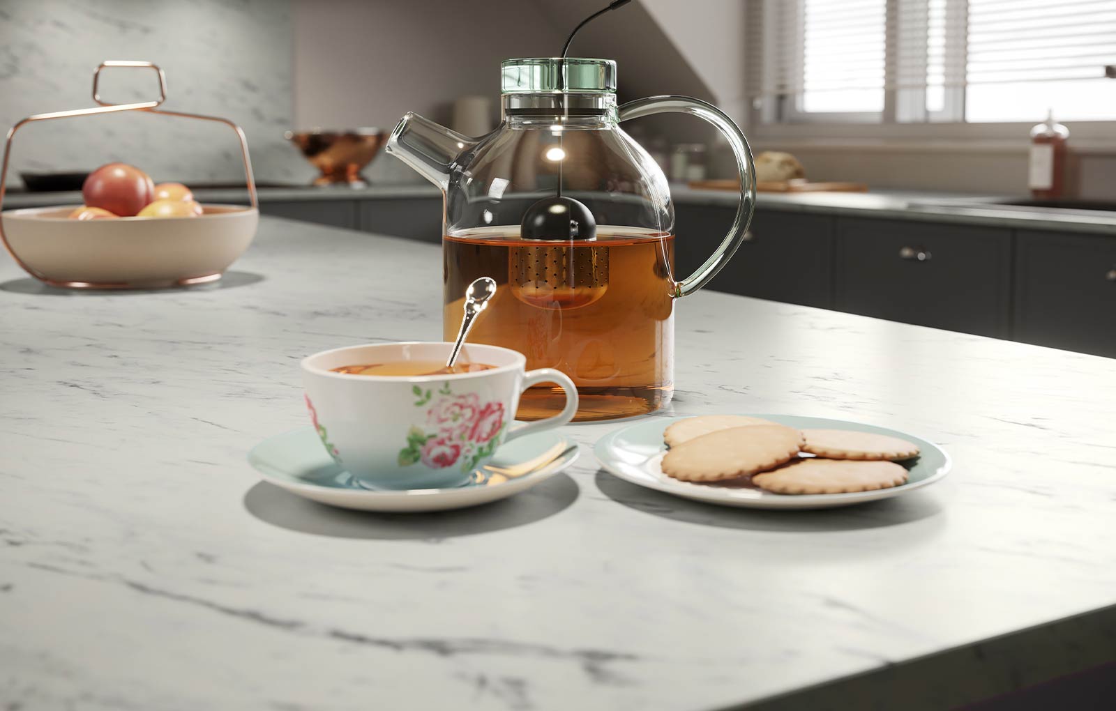 White marble effect worktop 