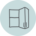 Bi-fold door cleaning cupboard symbol